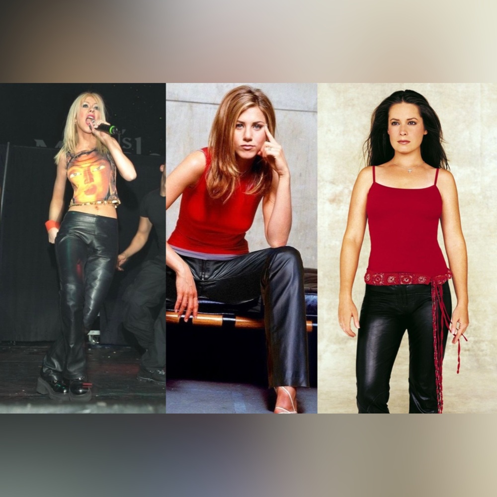 Women's Black Straight Leg Leather Pants